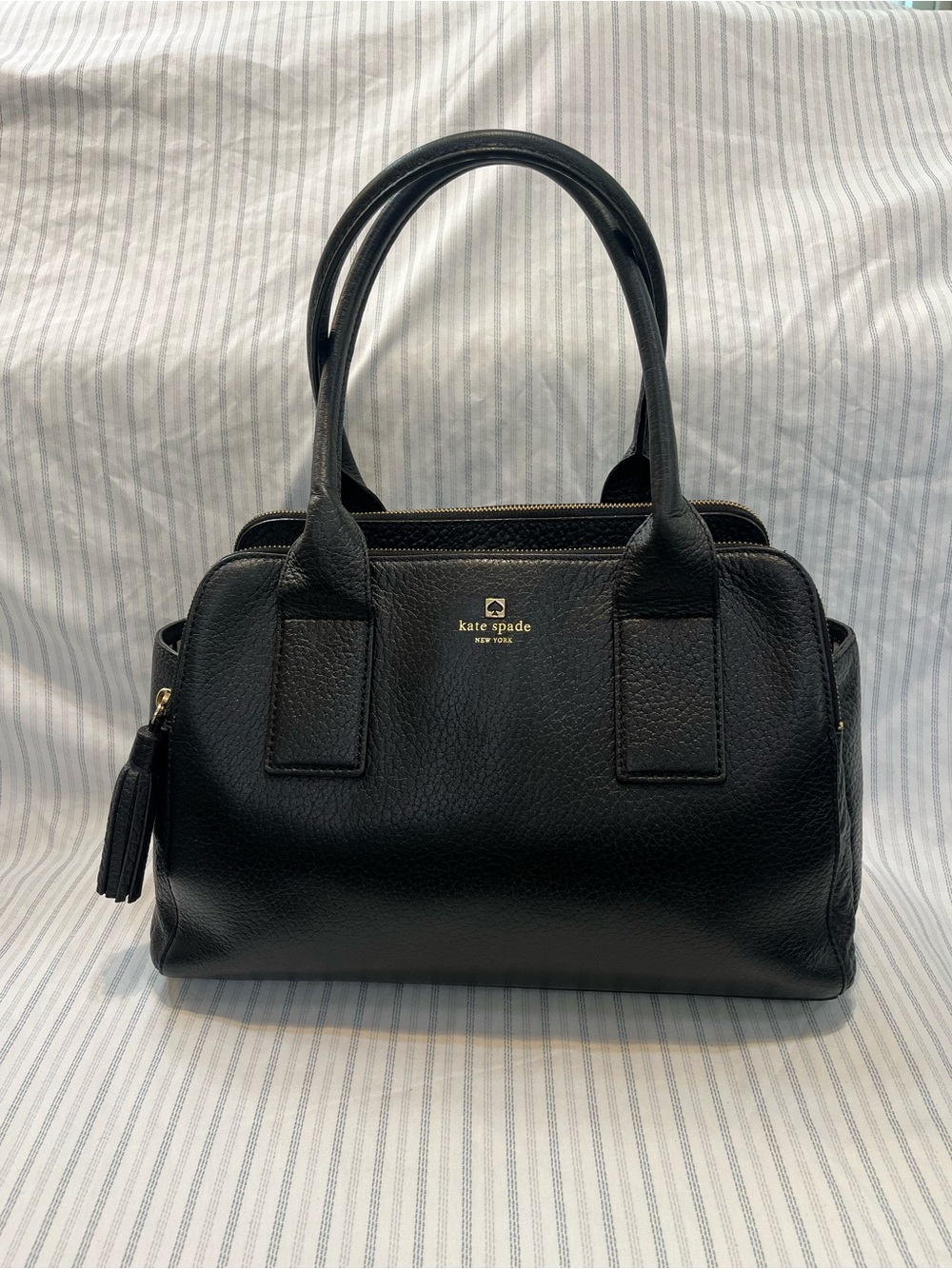 kate spade Black Pebbled Leather Purse Gold Hardware